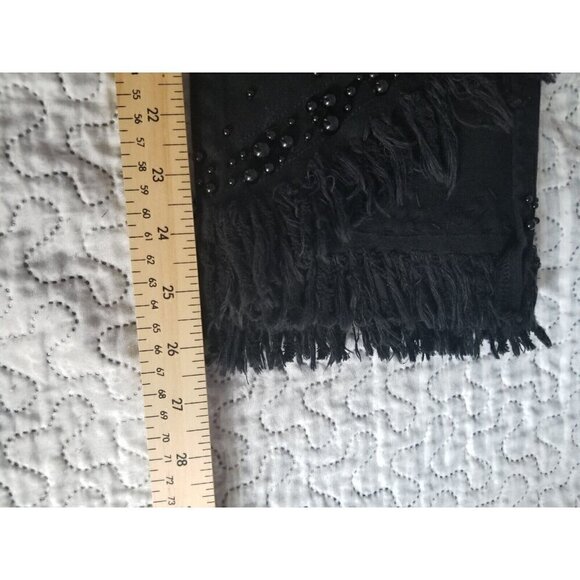 Via Ritina Black Jeans Size 6 Beaded Fringed Boho Cuffs - Picture 9 of 10